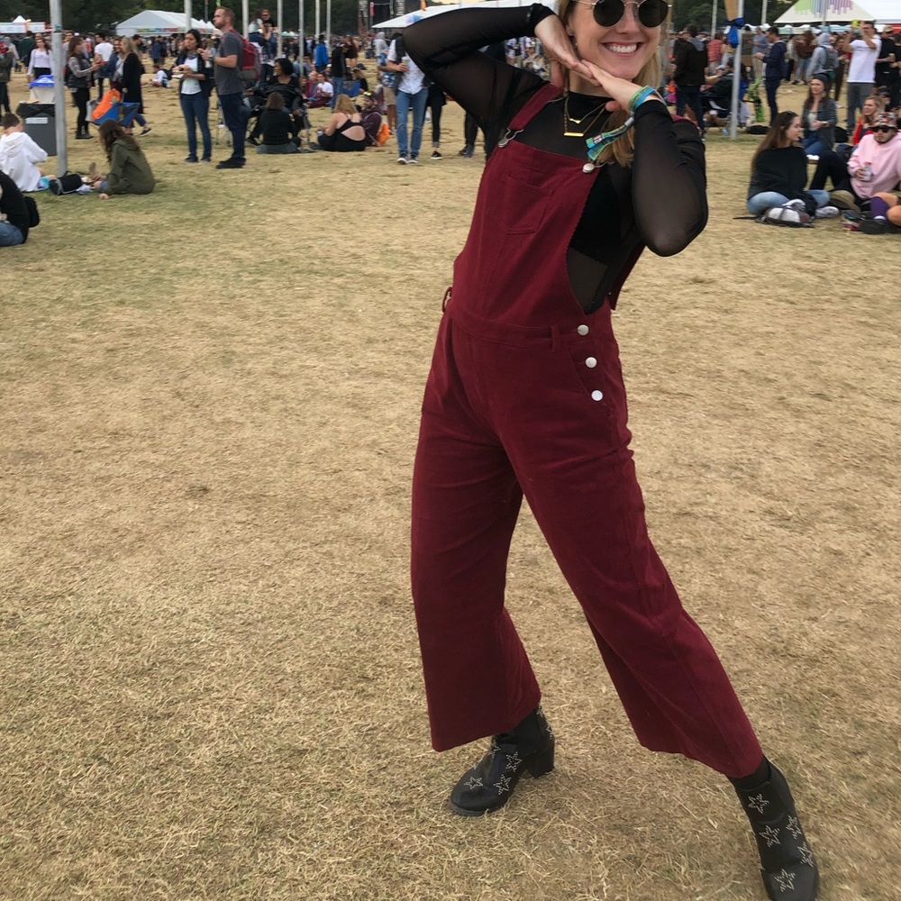 Vintage red corduroy overalls